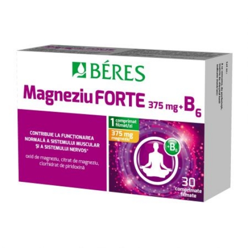 Beres Magneziu Forte 375mg + vitamina B6 - 30 comprimate filmate