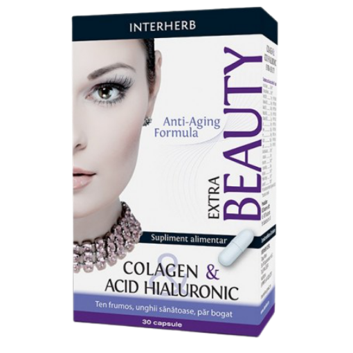 Interherb Colagen si Acid hialuronic Extra Beauty - 30 capsule