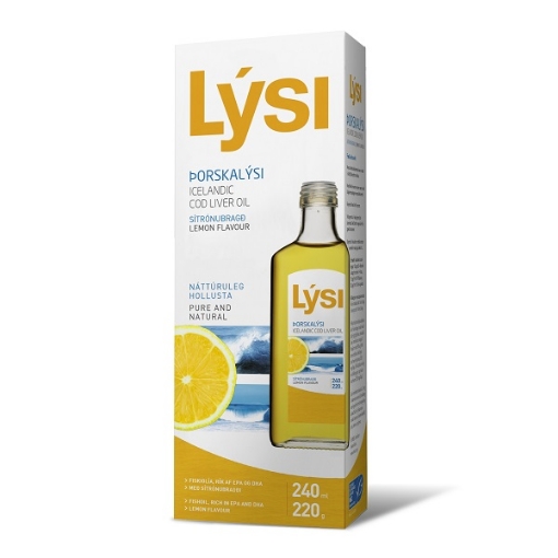 Poza cu Lysi Ulei din ficat de cod cu aroma de lamaie - 240ml