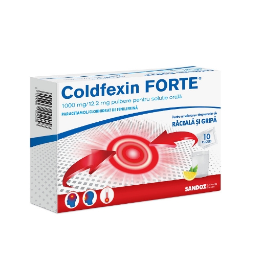 Poza cu Coldfexin Forte 1000mg/12.2mg - 10 plicuri