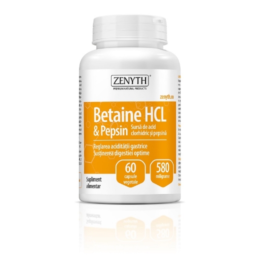 Poza cu zenyth betaine hcl+pepsin 580mg ctx60 cps