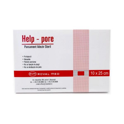 Poza cu Help-Pore Pansament adeziv steril 10cm/25cm - 1 bucata RovalMed