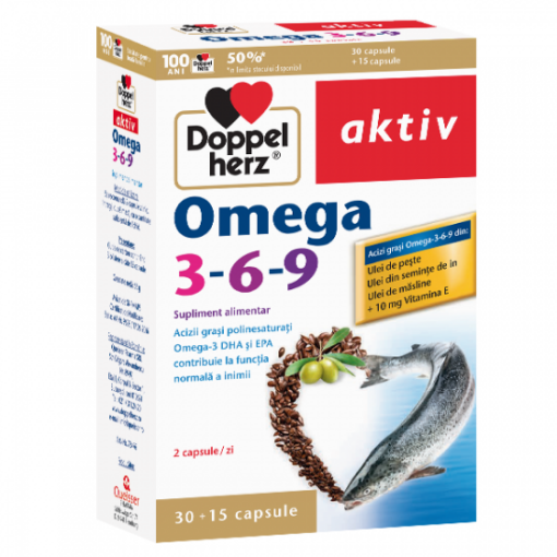 Poza cu Doppelherz Aktiv Omega 3-6-9 - 30 capsule (pachet promo +15 capsule)