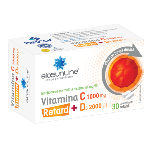 Poza cu biosunline vitamina c 1000mg+d3 2000 ui retard ctx30 cpr