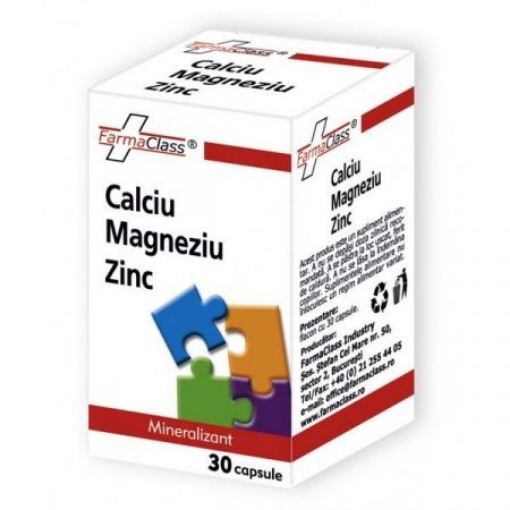 Poza cu FarmaClass Calciu Magneziu Zinc - 30 capsule