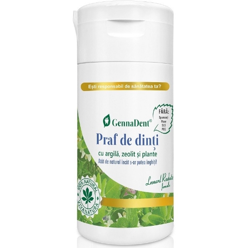 Poza cu vivanatura gennadent praf de dinti cu argila 100% natural 75g