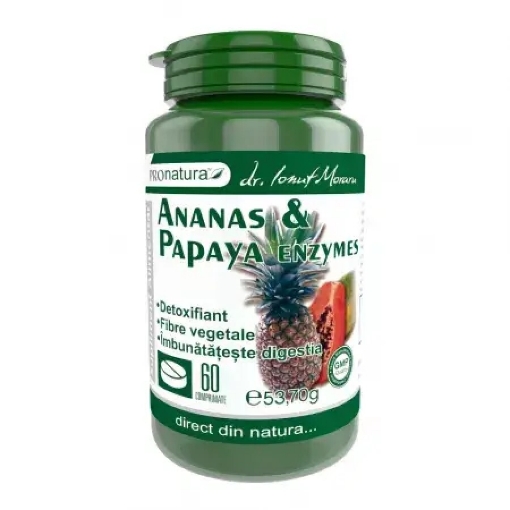 Poza cu ProNatura Ananas si papaya enzymes - 60 comprimate
