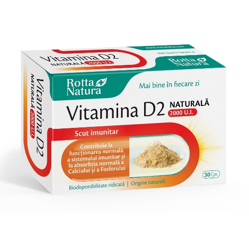 Rotta Natura Vitamina D2 naturala 2000UI - 30 capsule