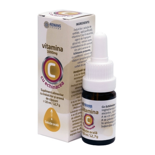 Poza cu renans pharma vitamina c 1000mg+echinacea aroma capsuni sol. 10ml