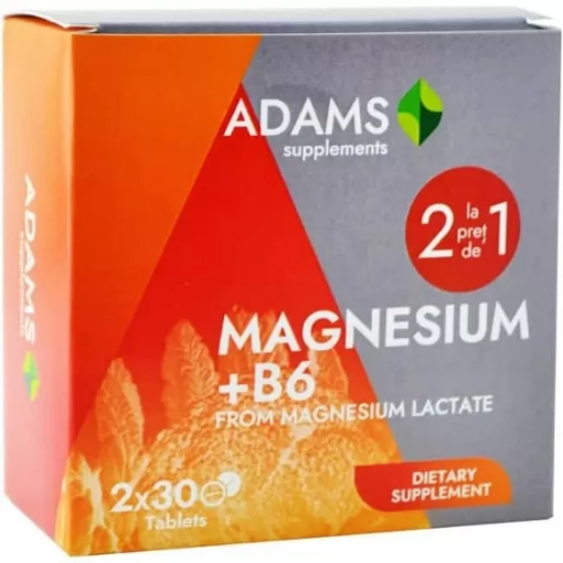 Adams Vision Magneziu + Vitamina B6 - 30 tablete (pachet promo 1+1)