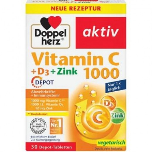 Poza cu Doppelherz Aktiv Vitamina C+D3+Zinc - 30 comprimate filmate