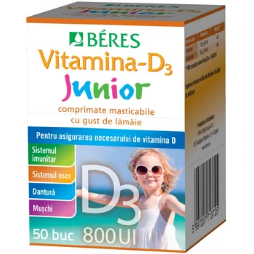 Poza cu Beres Vitamina D3 Junior 800UI - 50 comprimate masticabile