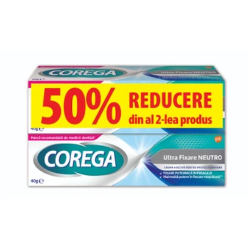 Poza cu Corega Ultra fixare Neutro - 40 grame (pachet promo -50% reducere la al doilea produs)
