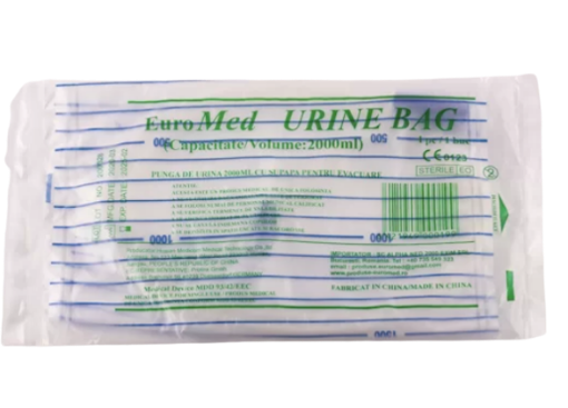 Punga urinara sterila cu valva de evacuare - 2000ml EuroMed
