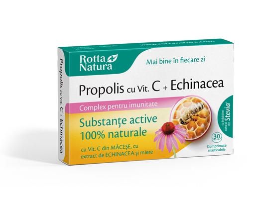 Poza cu Rotta Natura Propolis+Vitamina C naturala+Echinacea si miere - 30 comprimate masticabile