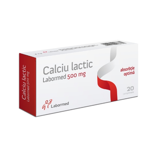 Calciu lactic 500mg - 20 comprimate Labormed