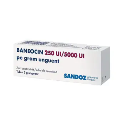 Baneocin 250UI/5000UI/g unguent cu zinc bacitracina si sulfat de neomicina - 5 grame Sandoz