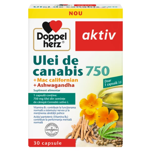 Doppelherz Aktiv Ulei de canabis+Mac californian+Aswagandha - 30 capsule